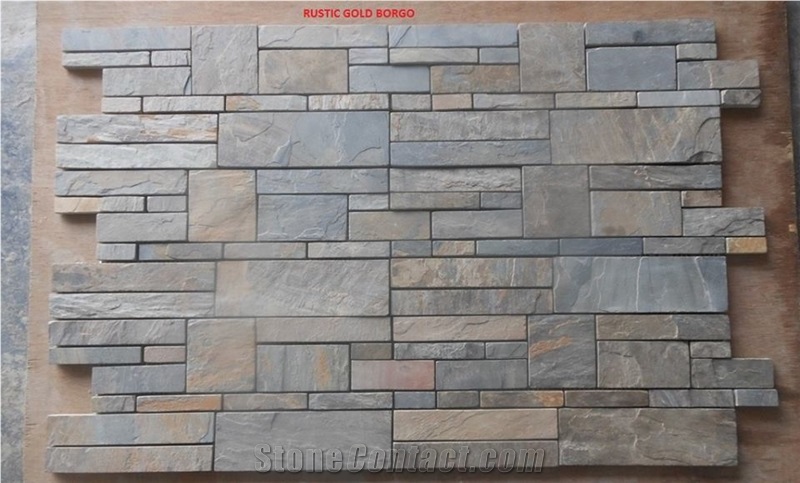 California Gold Slate Tiles & Slabs, Gold Slate Ledge, Gold Slate Borgo, Gold Slate Hand Cut, Yellow Slate Flooring Tiles, Walling Tiles
