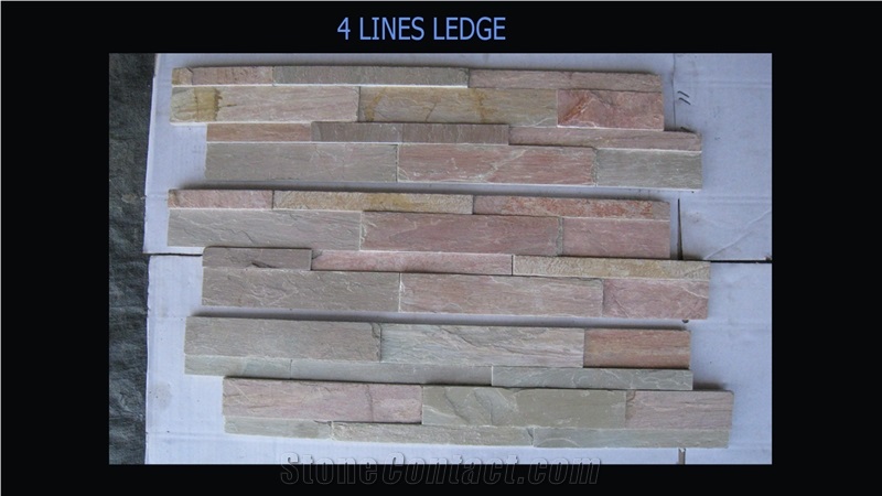 Lime Pink Limestone Tiles & Slabs,Lime Pink Mosaics, Lime Pink Ledges, Borgo Patterns, Lime Pink Hand Cuts
