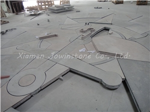 Flamed / Sawn Cut Granite Waterjet Medallion, Granite Waterjet for Outdoor