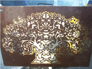 Onyx Waterjet Medallion Pattern Pervious to Light for Floor Medallions