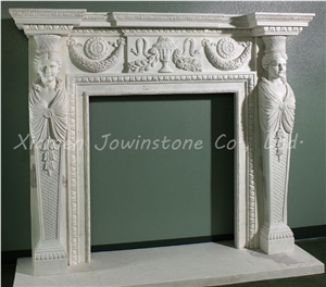 Polish/Honed Fireplaces Mantel/Hearth/Design/Surround, White Marble Fireplace