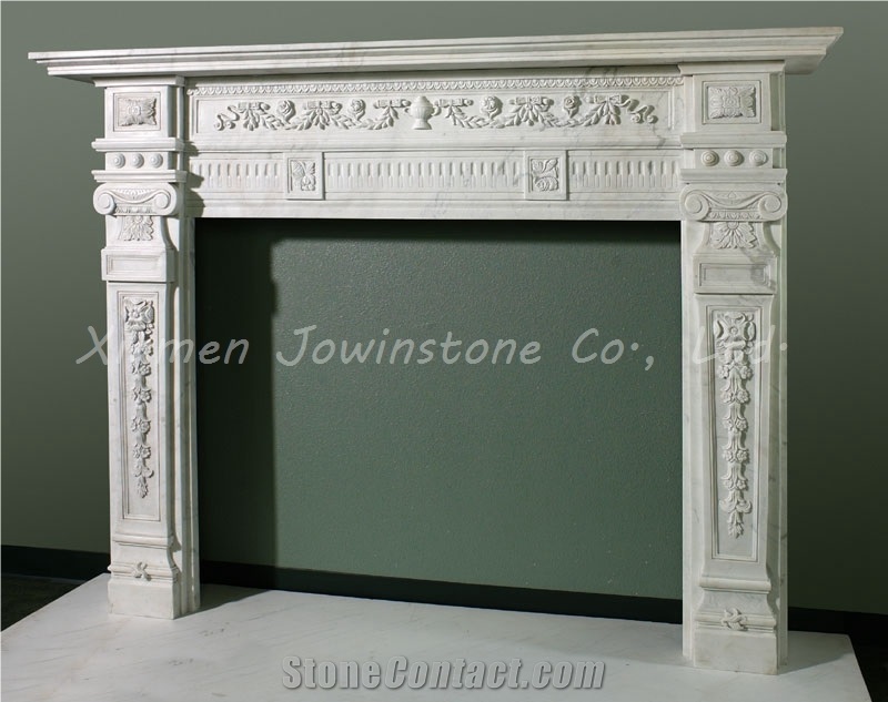Polish/Honed Fireplaces Mantel/Hearth/Design/Surround, White Marble Fireplace