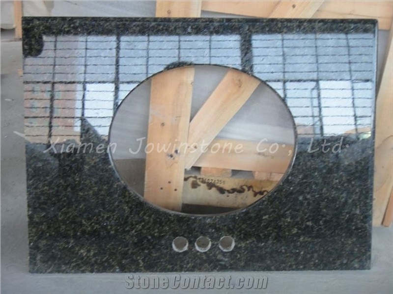 Polished Brazil Verde Ubatuba Granite Kitchen Top for Project, Green Granite Kitchen Top Export to Usa