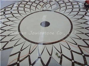 Polished Dark Emperador and White/Beige Waterjet Medallion Pattern, Marble Waterjet Medallion Pattern for Flooring