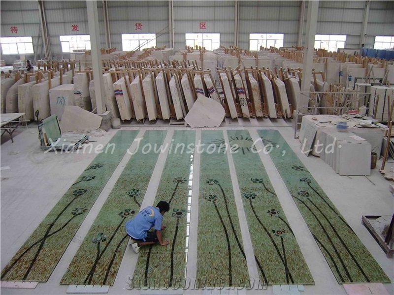 Polished Green Marble Waterjet Medallion Pattern for Wall