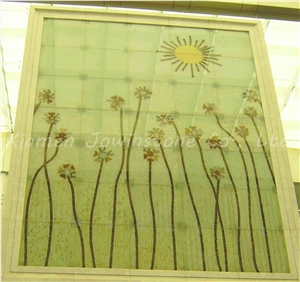 Polished Green Marble Waterjet Medallion Pattern for Wall