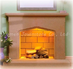 Polished/Honed Vratza Beige Marble Fireplace Fireplaces Mantel/Hearth/Design/Surround, British Fireplace
