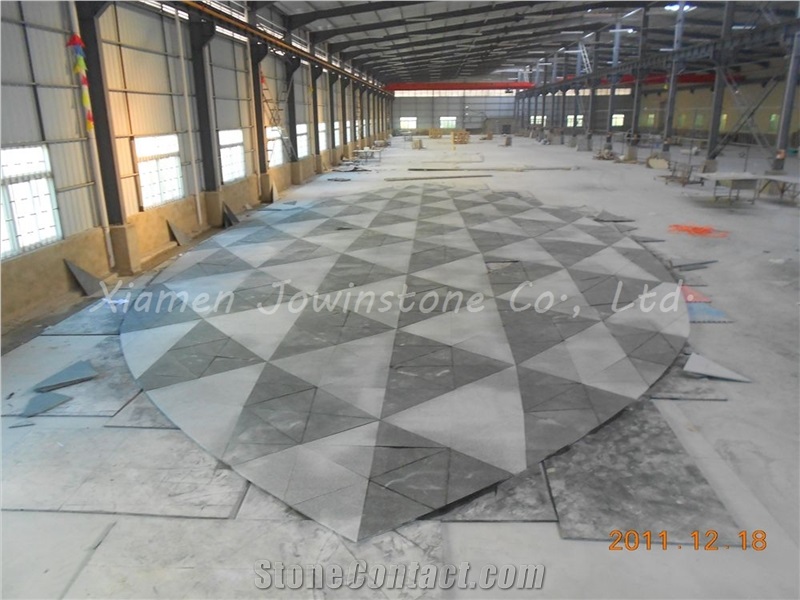 Polished White and Grey Marble Waterjet Medallions for Hotel/Square Flooring