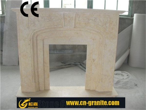 2016 Beige Marble Stone Fireplace Mantel