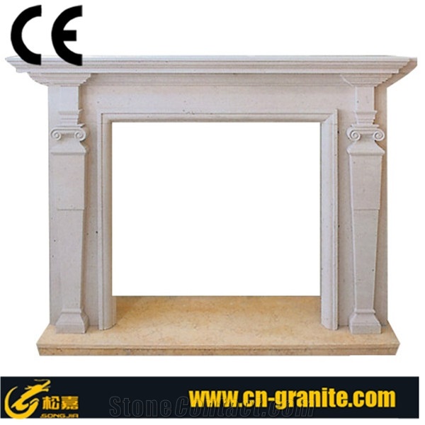 2016 Beige Marble Stone Fireplace Mantel