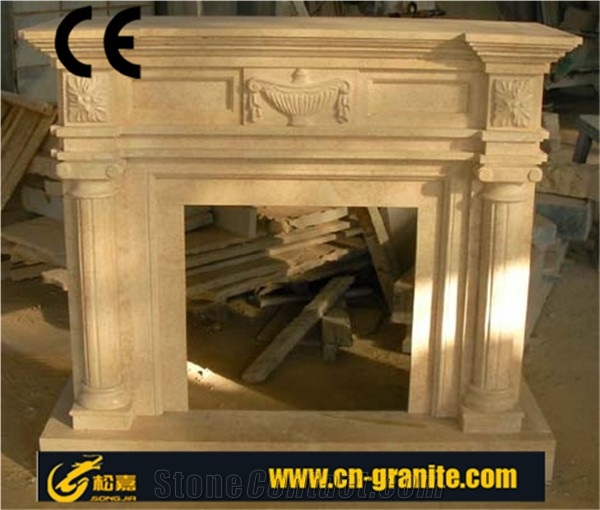 2016 Beige Marble Stone Fireplace Mantel