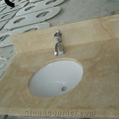 Beige Color Vanity Tops,Counter Top Basin,Table Top Wash Basin,Counter Top Wash Basin,Yellow Marble Vanity Top,Cream Marfil Marble Vanity Top,Marble Basin Top,Bathroom Countertops,Bathroom Vanity Tops
