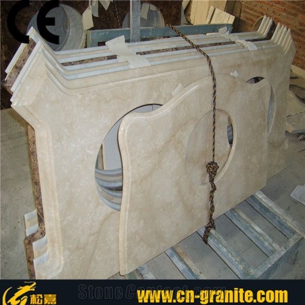 Beige Color Vanity Tops,Counter Top Basin,Table Top Wash Basin,Counter Top Wash Basin,Yellow Marble Vanity Top,Cream Marfil Marble Vanity Top,Marble Basin Top,Bathroom Countertops,Bathroom Vanity Tops