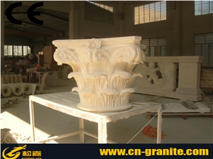 Beige Granite Roman Sculptured Columns,Outdoor Building Stones Column,Exterior Landscaping Stones Column Bases & Tops