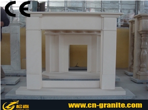 Beige Marble Fireplace, Modern Fireplace Mantel, Stone Fireplace Mantel, Decorative Electric Fireplace