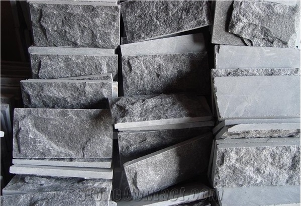 Black Marble Mushroom Stone, Split Tiles, Wall Cladding Panel, Decorative Natural Stone