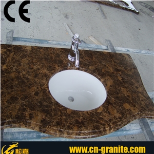 Brown Marble Vanity Top, Bath Top, Roll Top Bath, Marble Counter Top Wash Basin, Brown Stone Basin Tops, Bathroom Vanity Tops, Bathroom Countertops, Natural Marble Stone Bath Tops, China Cheap Vanity 