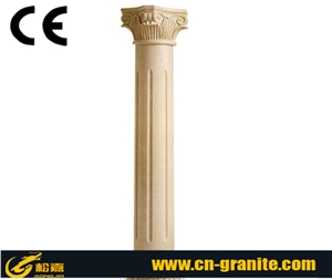 Carved Yellow Marble Column,Column Pillar Buliding Material,Songjia Roman Column