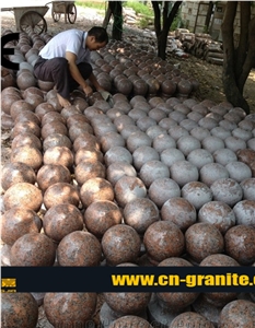 China Maple Leaf Red Ball Parking Barriers,G562 China Red Granite Parking Stone,Polished Surface Packing Stone for Decoration Outdoor