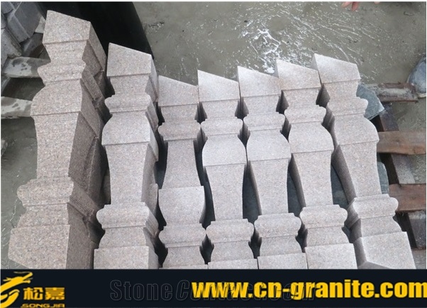 China Red Granite Railing & Baluster,Modern Design Granite Stone Railing for Interior & Exterior Decoration Glass Balcony Railing