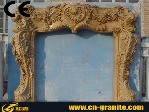 China Yellow Marble Fireplace,Hand Carve Fireplace,Songjia Design for Sale