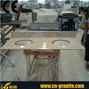 Chinese Granite Countertops, Yellow Granite Bath Tops, G682 Granite Bathroom Vanity Tops, China Cheap Granite Bathroom Countertops