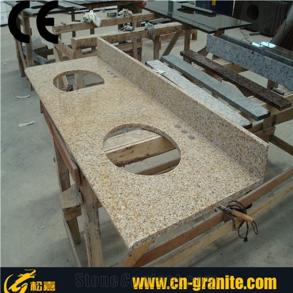 Chinese Granite Countertops, Yellow Granite Bath Tops, G682 Granite Bathroom Vanity Tops, China Cheap Granite Bathroom Countertops