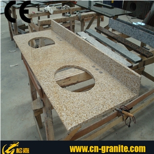 Chinese Granite Countertops, Yellow Granite Bath Tops, G682 Granite Bathroom Vanity Tops, China Cheap Granite Bathroom Countertops