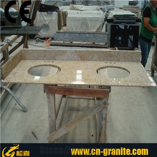 Chinese Granite Countertops, Yellow Granite Bath Tops, G682 Granite Bathroom Vanity Tops, China Cheap Granite Bathroom Countertops