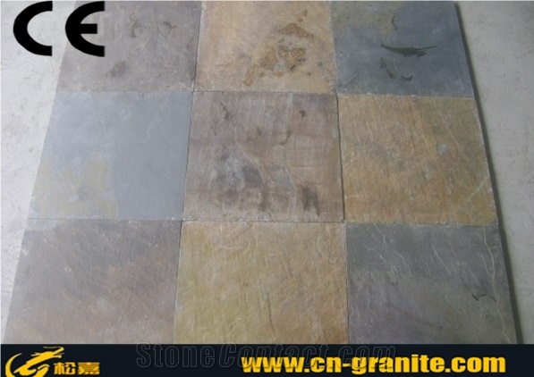Chinese Rusty Slate Tiles for Indoor/Outdoor Floor Covering, Rusty Multicolor Slate Floor Tiles