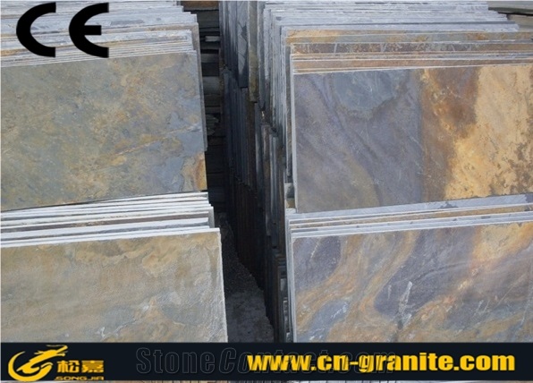Chinese Rusty Slate Tiles for Indoor/Outdoor Floor Covering, Rusty Multicolor Slate Floor Tiles