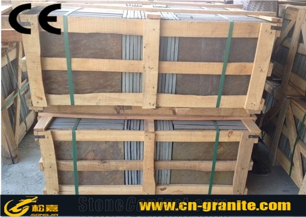 Chinese Rusty Slate Tiles for Indoor/Outdoor Floor Covering, Rusty Multicolor Slate Floor Tiles