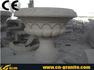 Flower Pot Grey Granite Exterior Garden Decoration