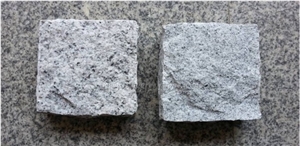 G603 Granite Cube Stone Mesh Pavers, Surface Flamed, Other Sides Natural Cobble Stone, Granite Mesh Walkway, Driveway, Patio Pavers