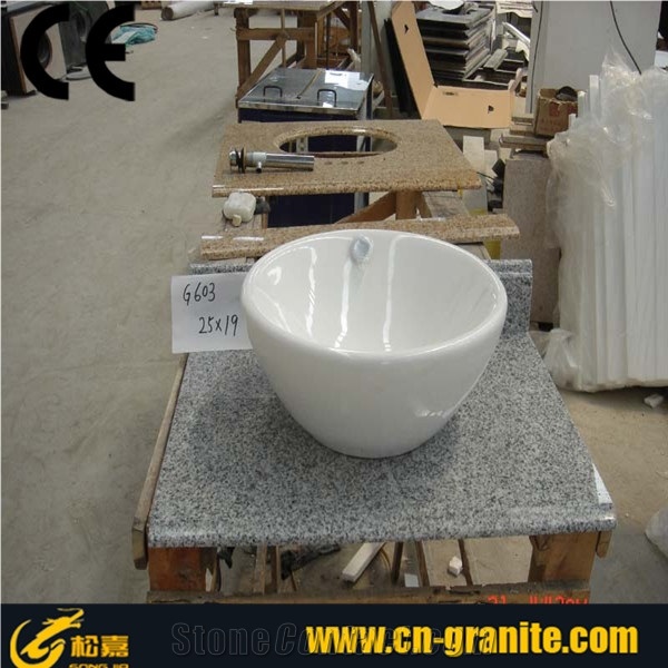 G603 Granite Vanity Tops,Wash Basin with Granite Top,Grey Granite Bathroom Vanity Top,China Cheap Granite Bathroom Vanity Tops,Grey Granite Basin Tops,Counter Top Basin,Granite Bathroom Countertops