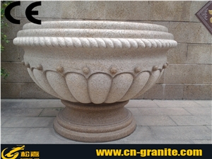 G682 Granite Garden Flower Pot Wooden Flower Pot Stands