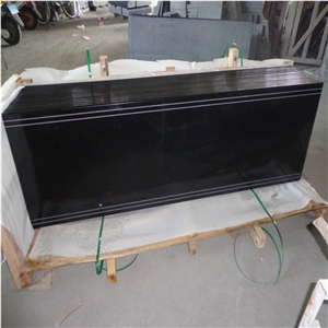 G684 Black Basalt Steps for Stair Decoration,One Long Edge Bullnose Steps.