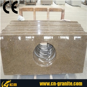 Giallo Antico Granite Countertops, Restaurant Counter Images, Kitchen Countertop, Granite Countertop, Yellow Granite Countertop, China Granite Kitchen Bar Top, Kitchen Worktops, Kitchen Countertops