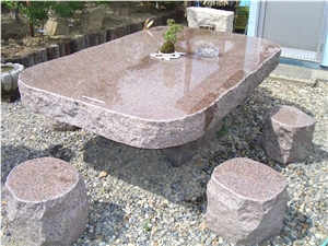 Granite G664 Bench and Table,Pink Granite Tables for Garden Table Sets.