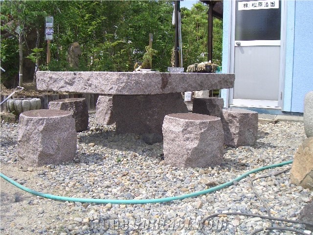 Granite G664 Bench and Table,Pink Granite Tables for Garden Table Sets.