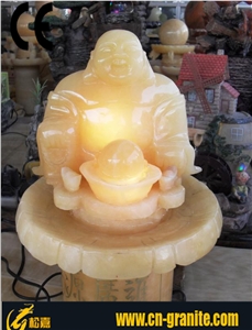Marble Fountain Ball 02 Fengshui Ball Yellow Fountain Ball