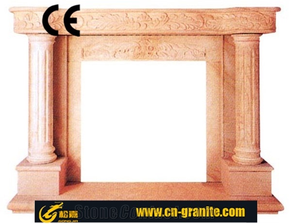 Modern Style Beige Marble Fireplace Insert Hearth