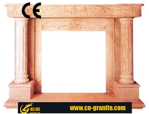 Modern Style Beige Marble Fireplace Insert Hearth