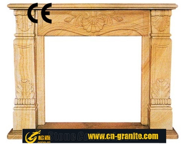 Modern Style Beige Marble Fireplace Insert Hearth