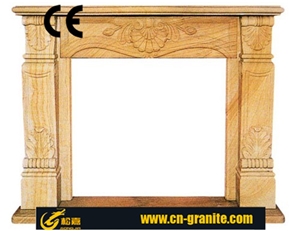 Modern Style Beige Marble Fireplace Insert Hearth