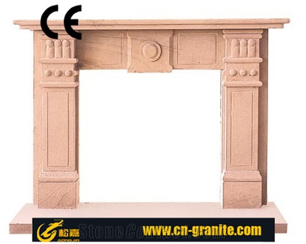 Modern Style Beige Marble Fireplace Insert Hearth