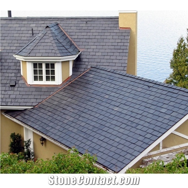 Natural Stone Roof Covering Tiles Black Slate Roof Coating Tiles