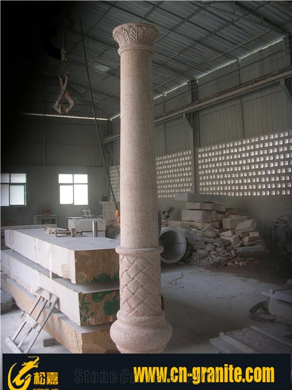 Pink Granite Roman Column, Architectural Columns Price, Songjia Column