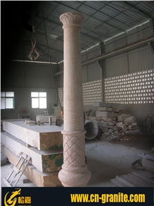 Pink Granite Roman Column, Architectural Columns Price, Songjia Column