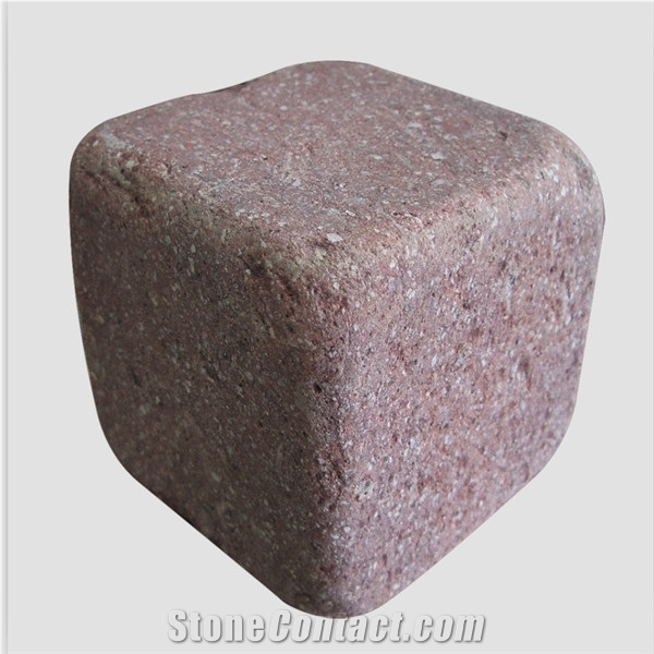 Red Granite Tumbled Cube Stone,Cobble Stone,For Floor Decoration